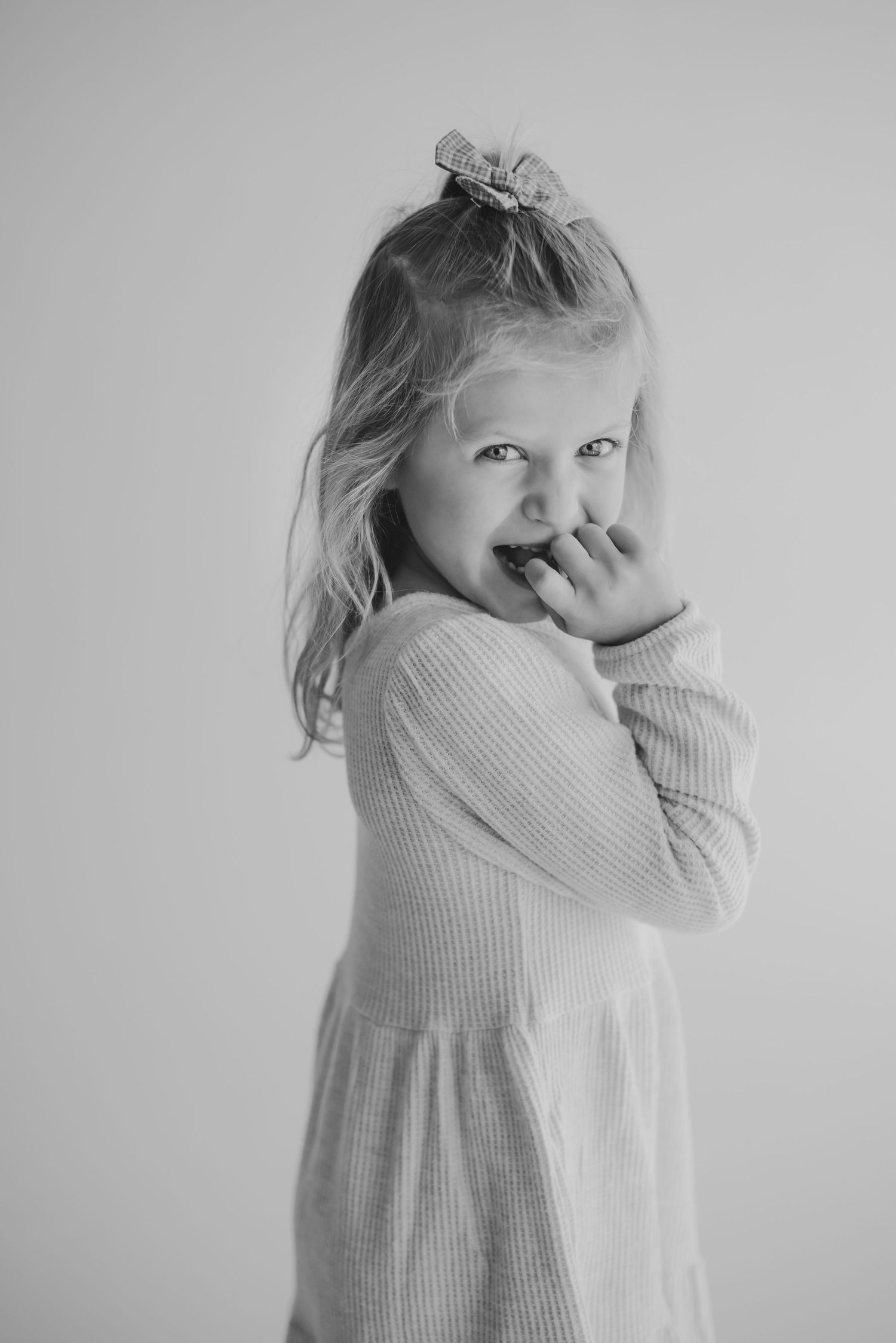 Kids personality portrait in black-and-white at the studio on the alley in Zionsville, Indiana