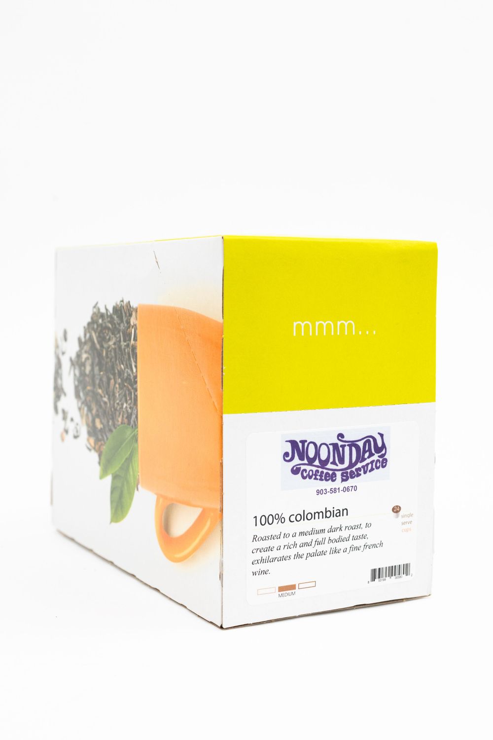 Yellow and white branded coffee box packaging featuring minimal design.