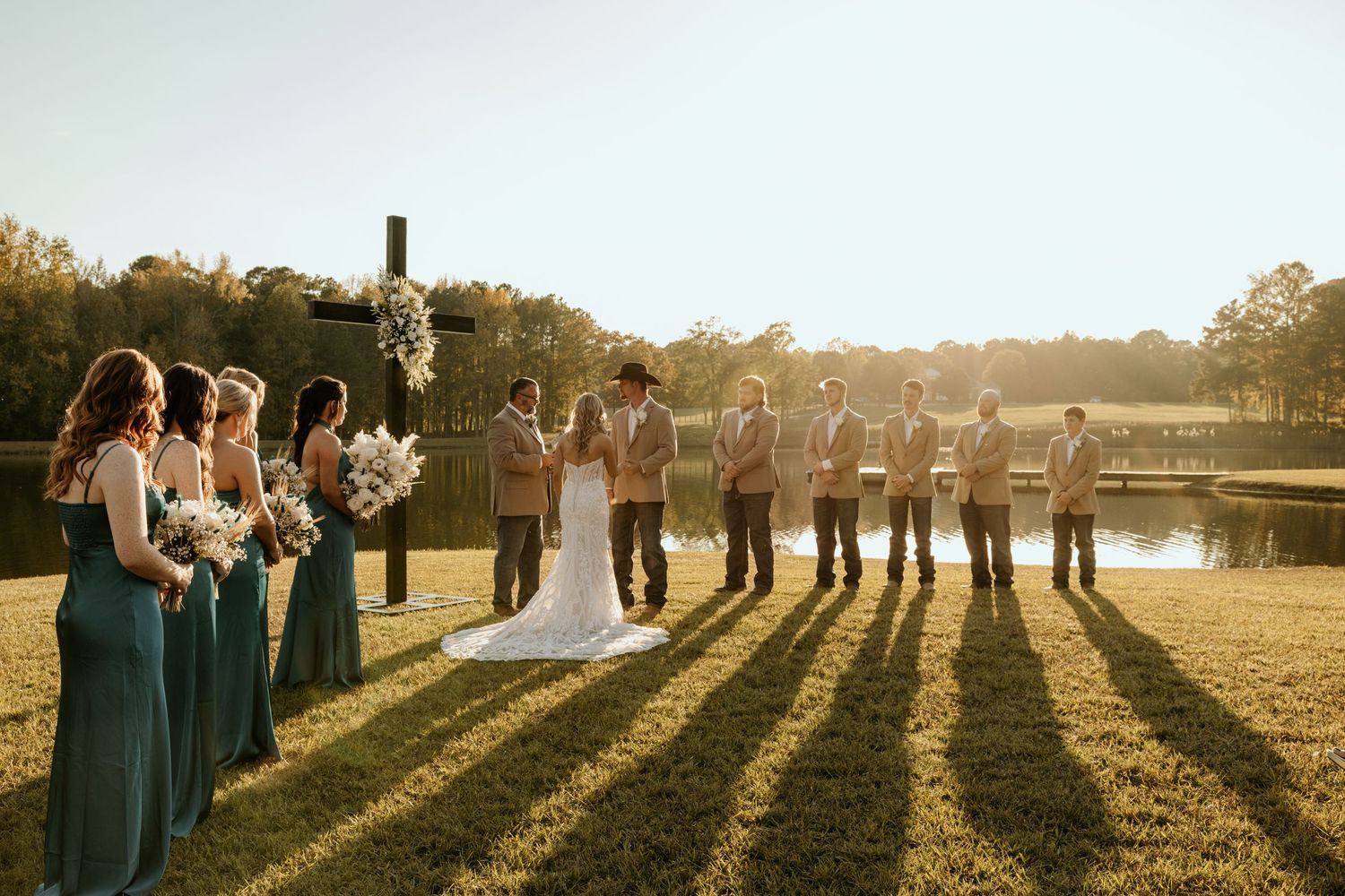 Photograph of the ceremony at a wedding in Senoia, Georgia