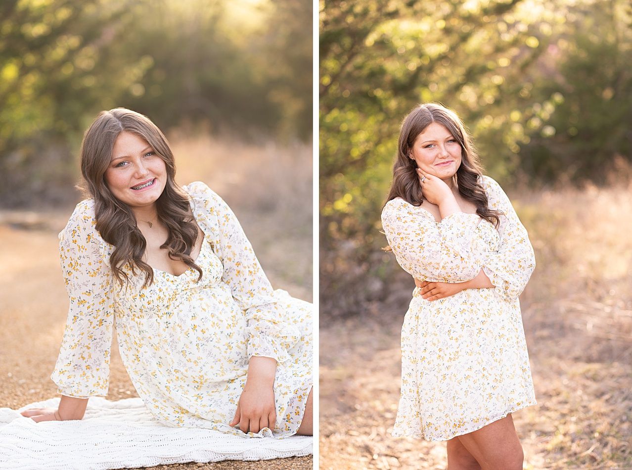 Senior Girl in Spring Field and Cap and Gown by Bartlesville Photographer Kristi Bray