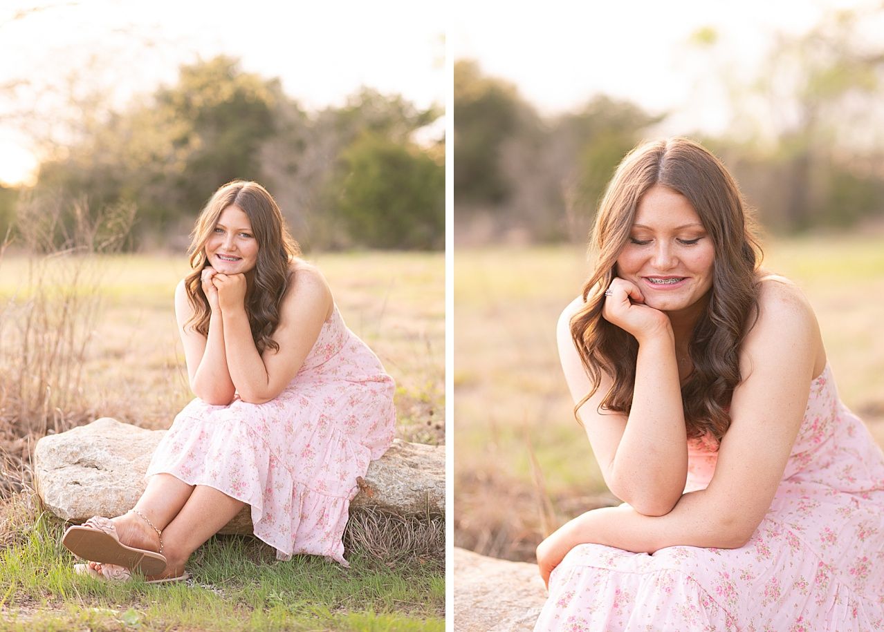 Senior Girl in Spring Field and Cap and Gown by Bartlesville Photographer Kristi Bray