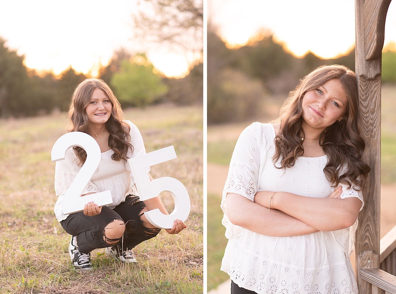 Senior Girl in Spring Field and Cap and Gown by Bartlesville Photographer Kristi Bray