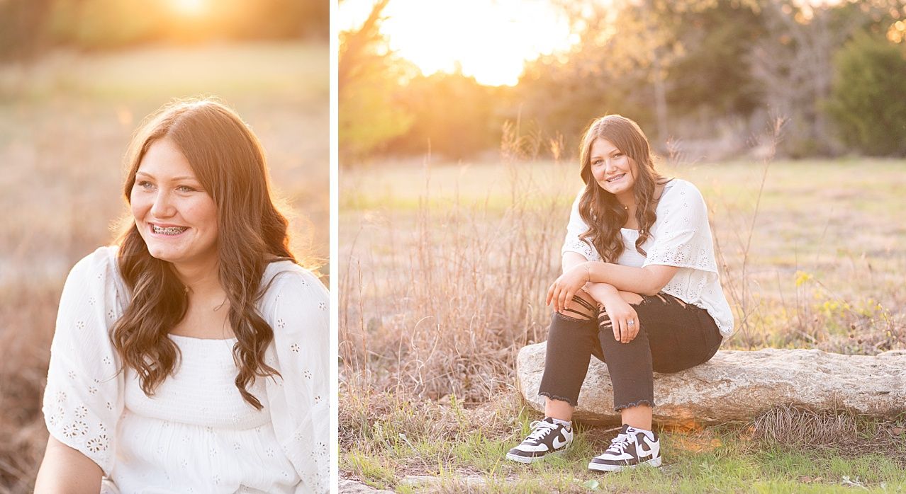 Senior Girl in Spring Field and Cap and Gown by Bartlesville Photographer Kristi Bray