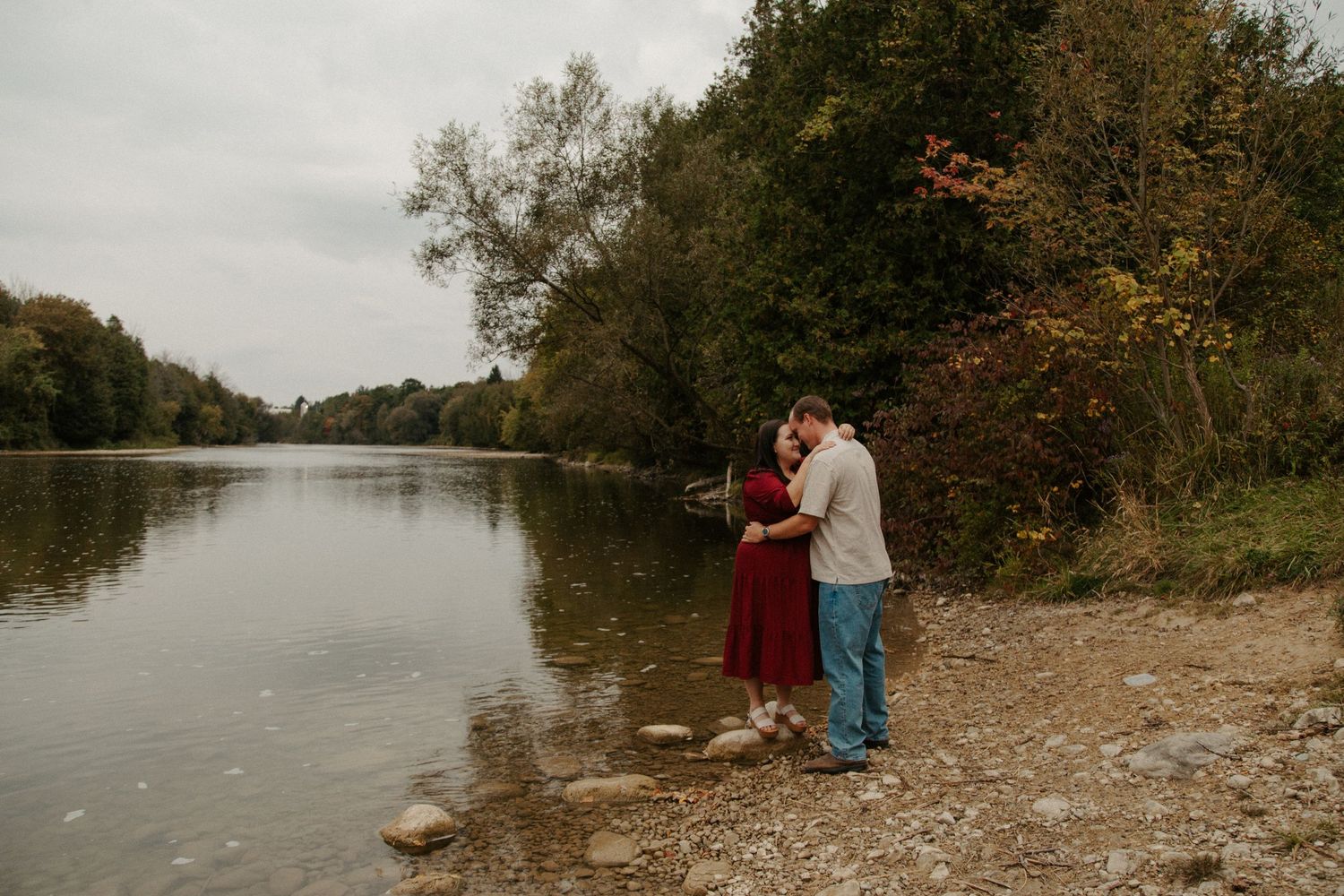 Couples in love by river