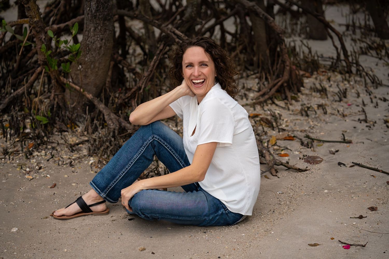 My sister, Casey, laughing while posing for me at Dubois Park in Jupiter, Florida
