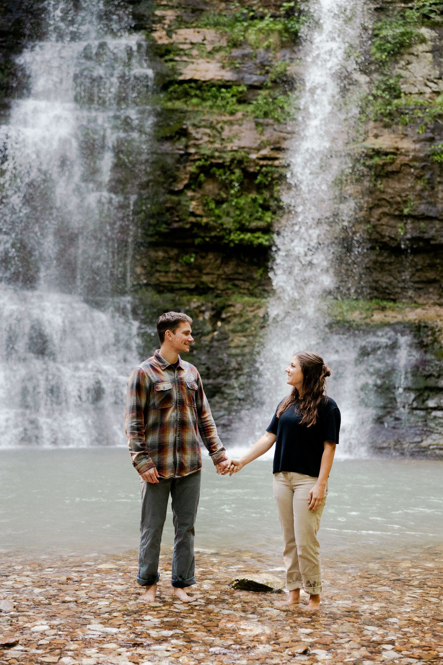 ponca Arkansas couples session at a waterfall