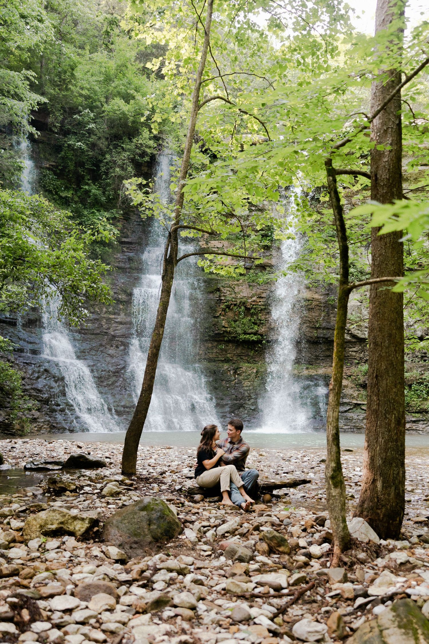 ponca Arkansas waterfall engagement photos, buffalo river engagement photos