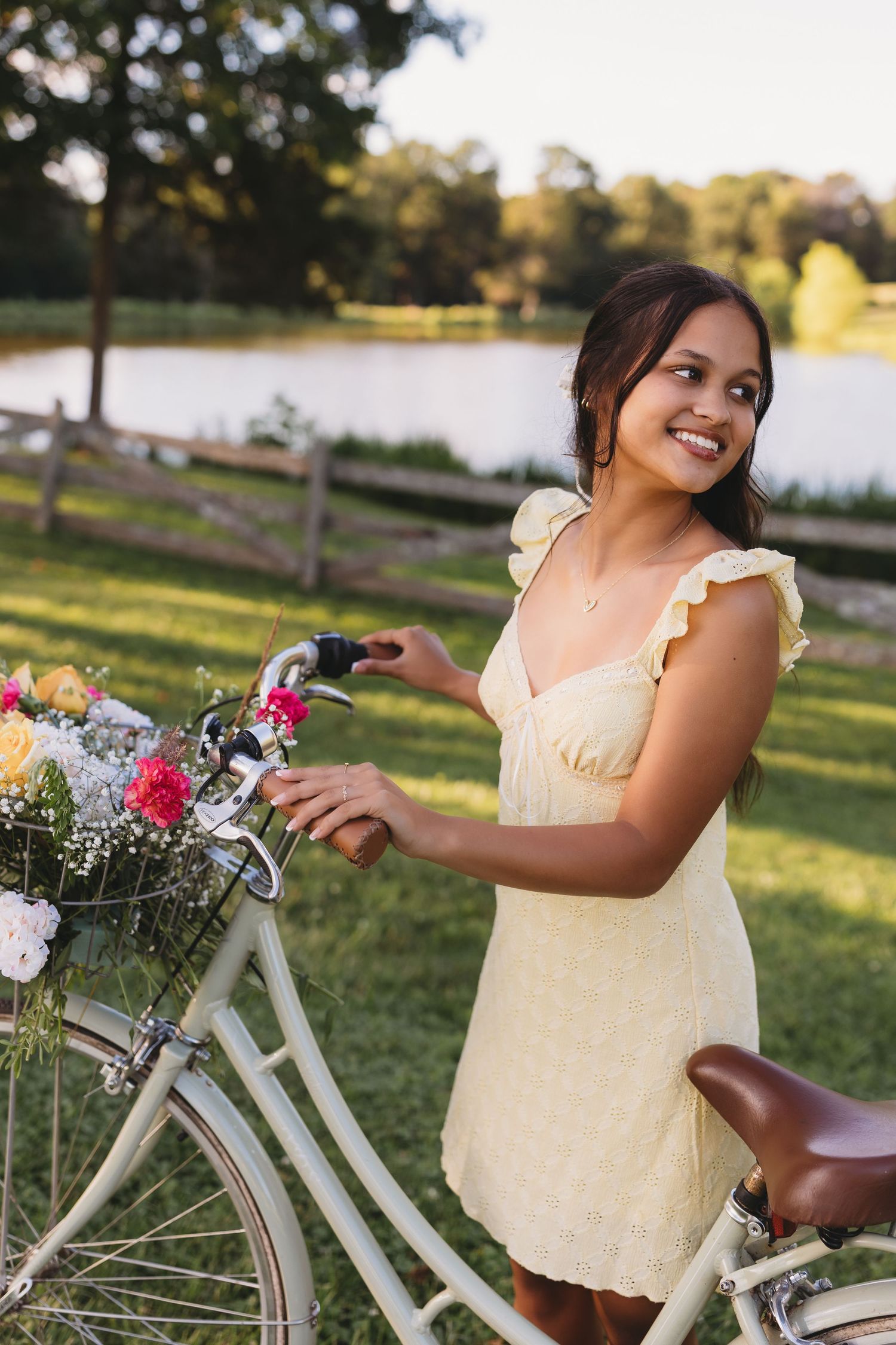field, sun dress, navy blue, twirl, senior girl