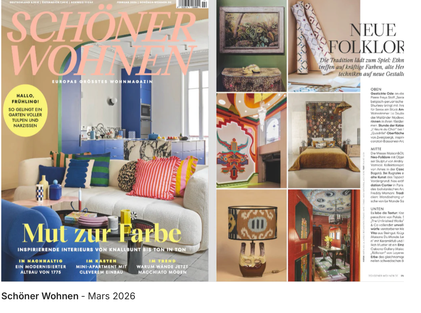 French Art & Décoration magazine cover featuring a stylish bedroom with yellow accents and neutral tones, November 2023 issue.