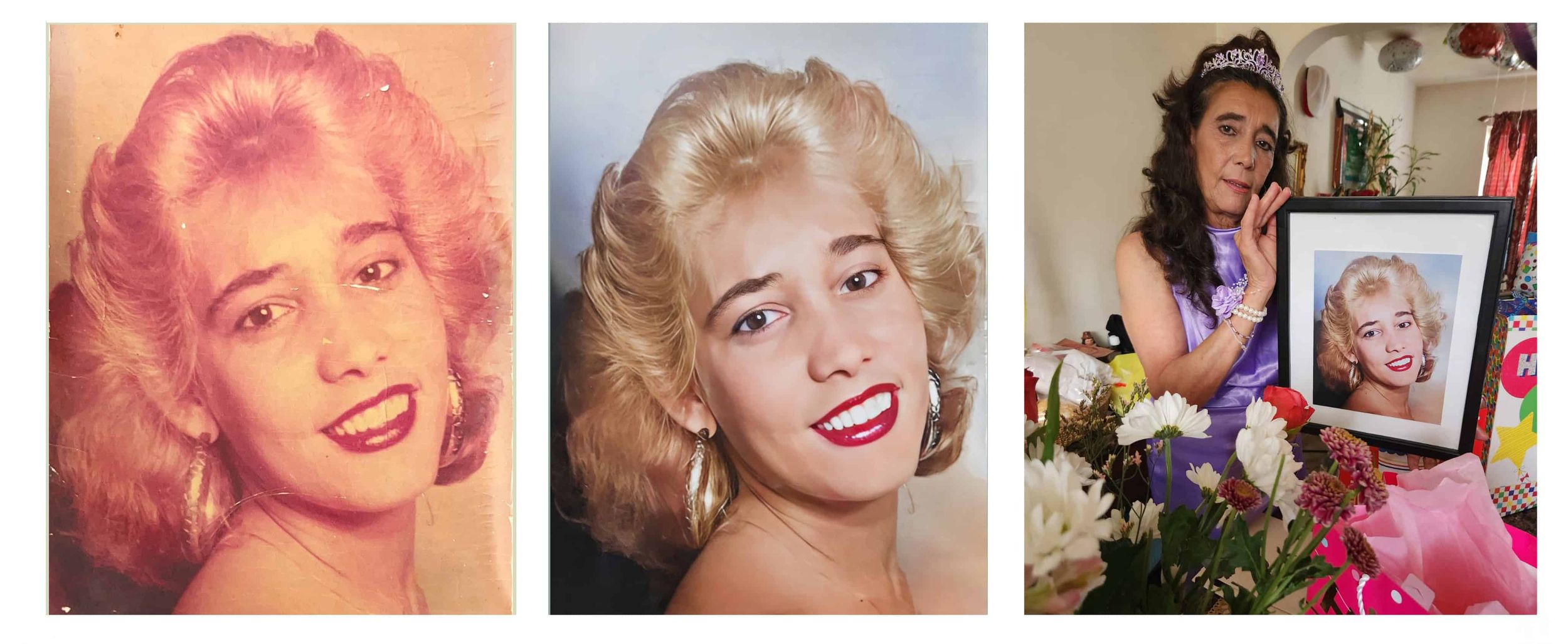 Client holding restored photograph representing preserved family history in Miami Florida