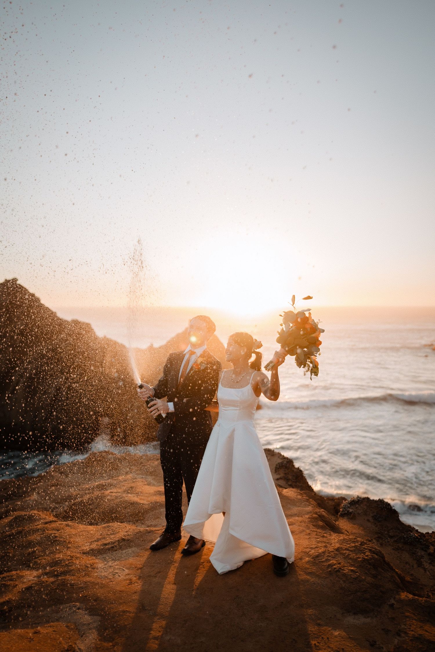 champagne pop elopement photos