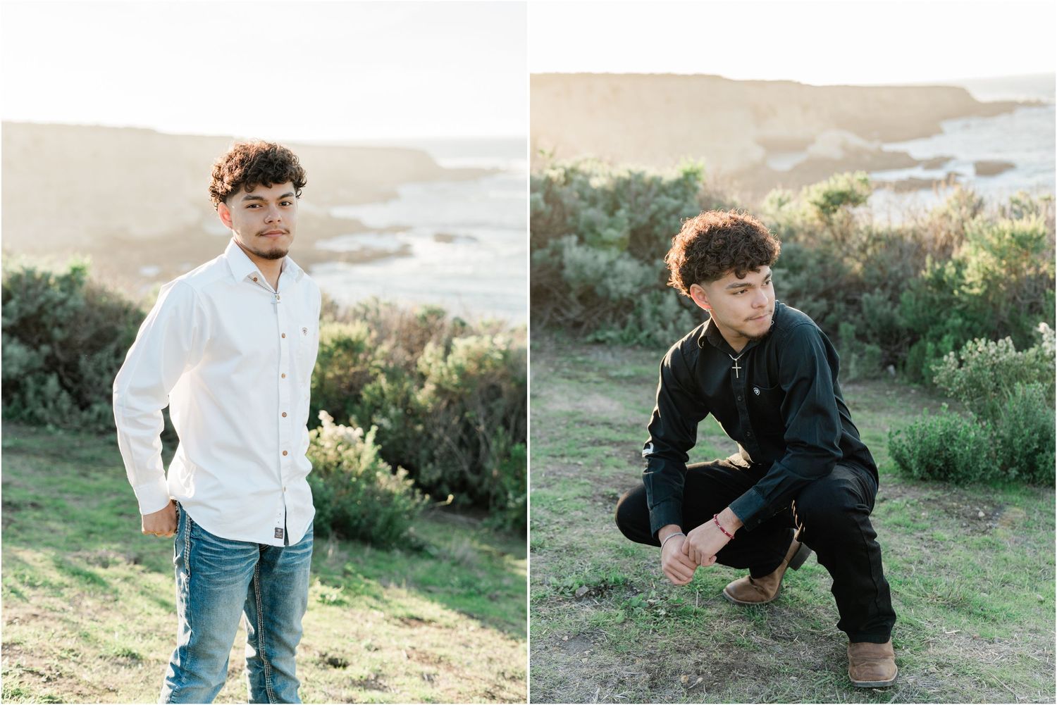 SLO senior photos featuring a senior guy exploring scenic coastal trails at Montana de Oro State Park.
Senior guy portrait session with ocea