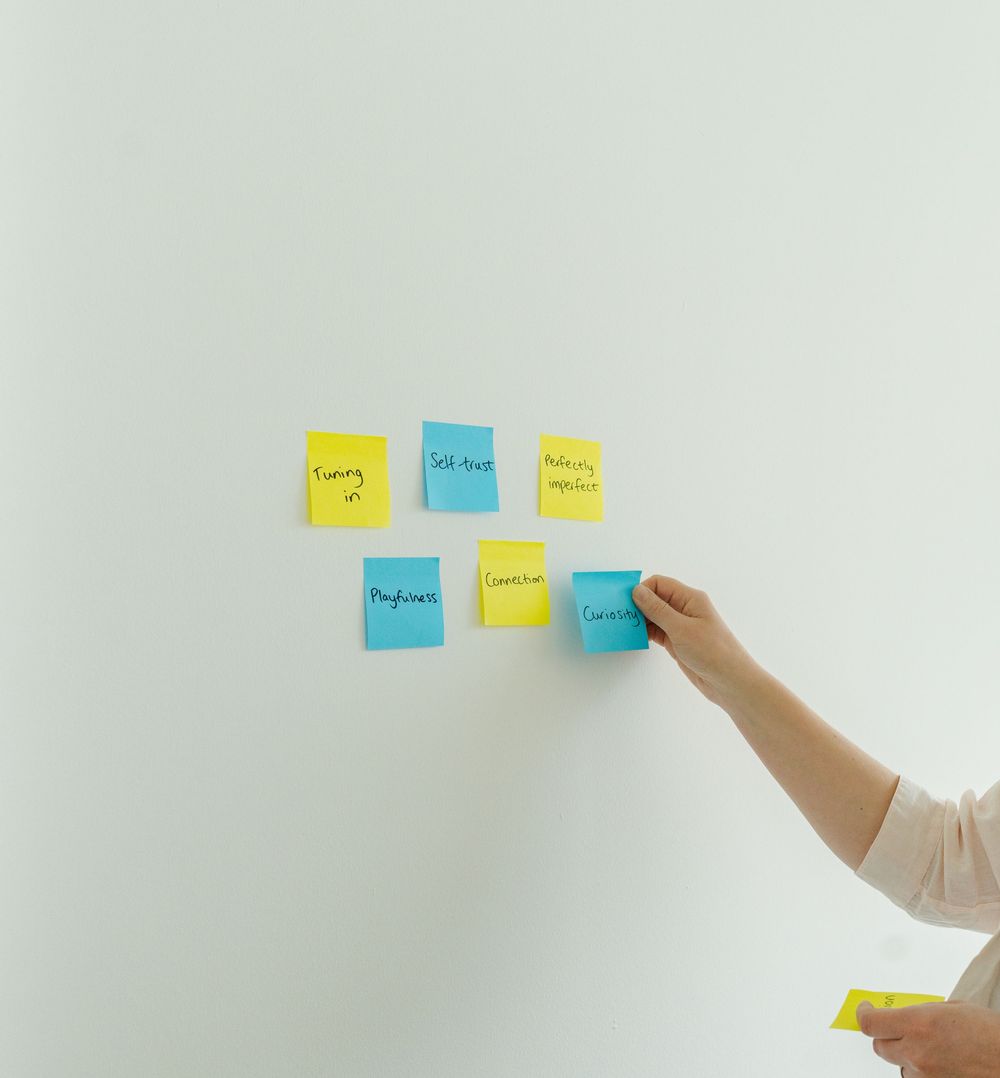 Creative brand photo of post it notes giving a message on branding shoot