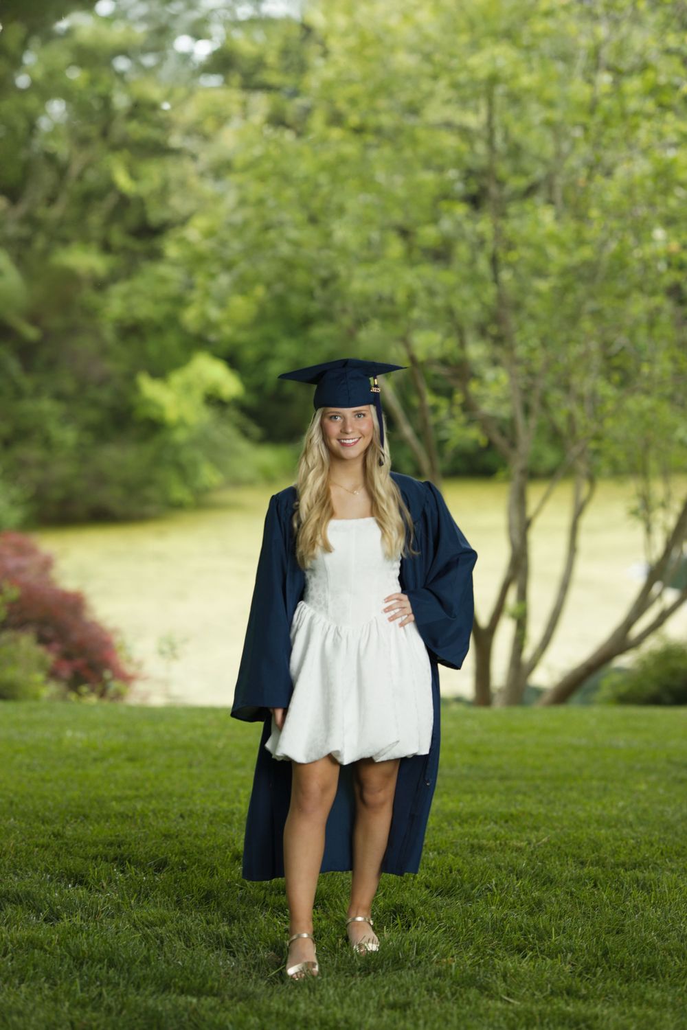 Classic cap and gown portrait of senior in Wentzville MO by MJoy Photos