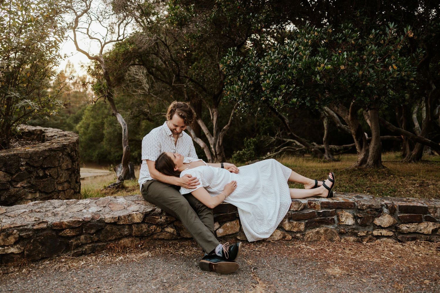 engagement photos of couple at Woodminster Cascade in oakland. bay area engagement photographer