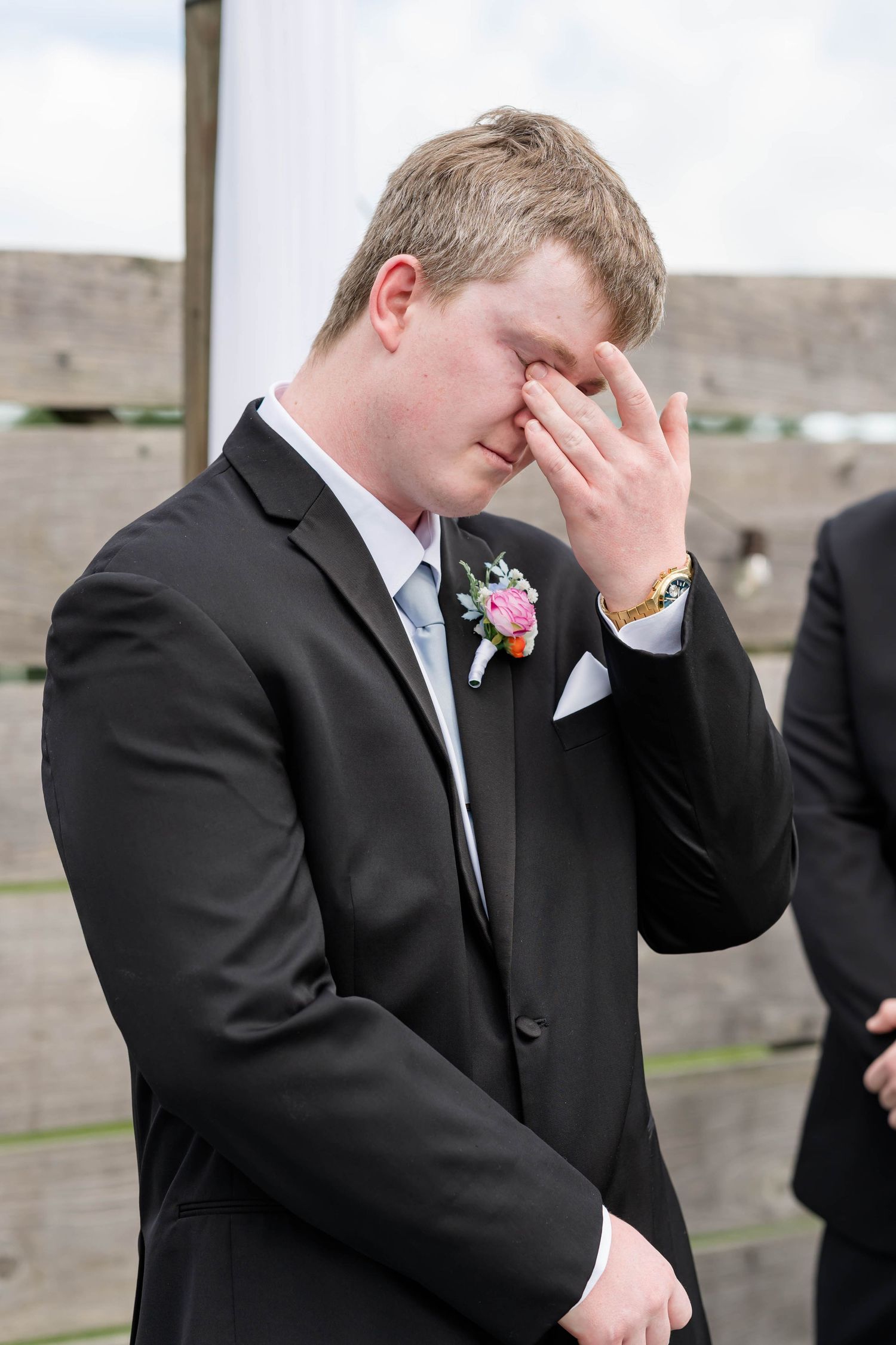 groom cries at first look