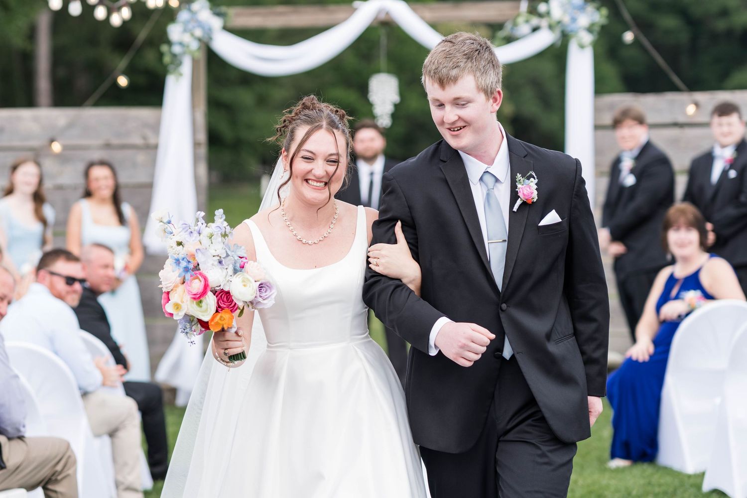 smiling walking back down the aisle