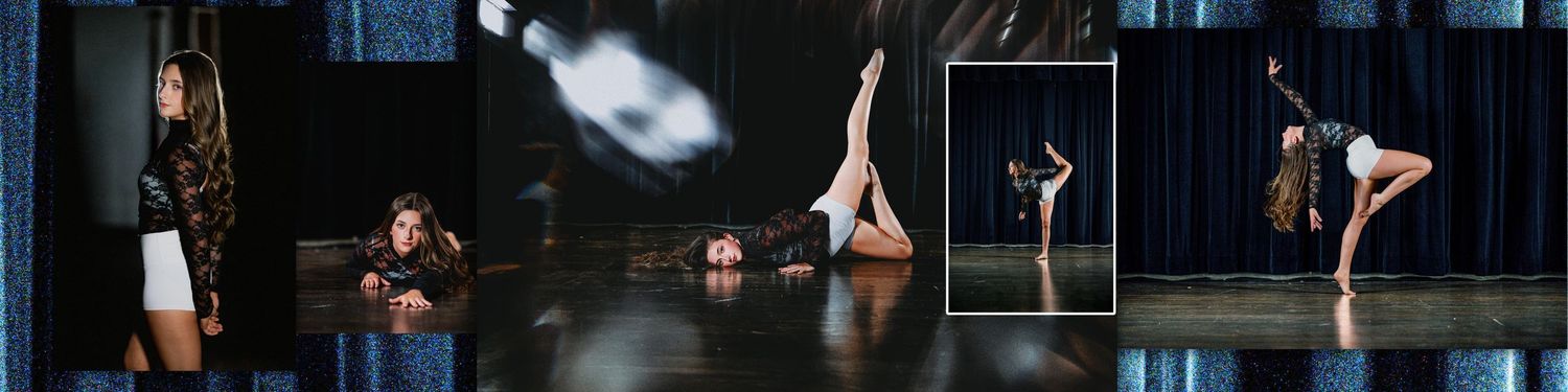 Dancers performing expressive contemporary dance routines on a dark stage with dramatic lighting.