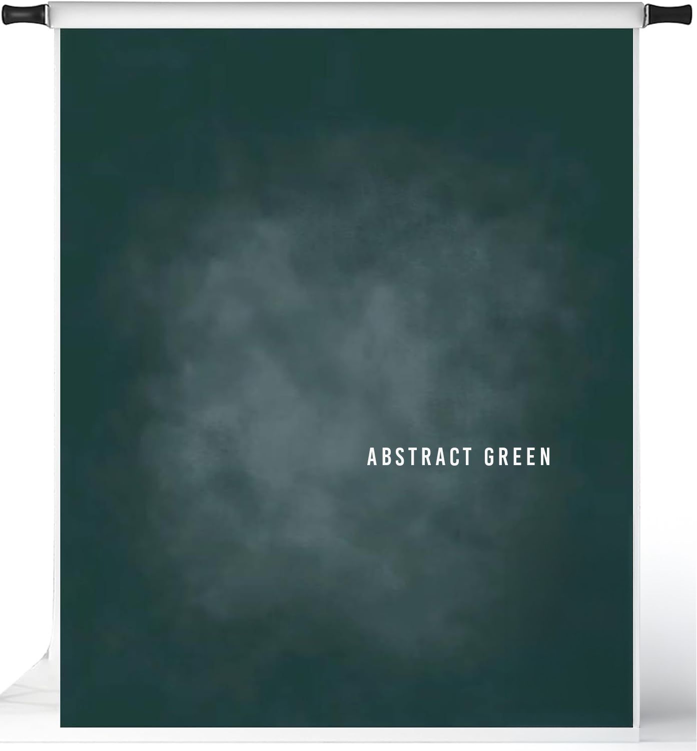 Abstract green photography backdrop with dark teal tones and soft cloudy texture, ideal for professional portrait photography.