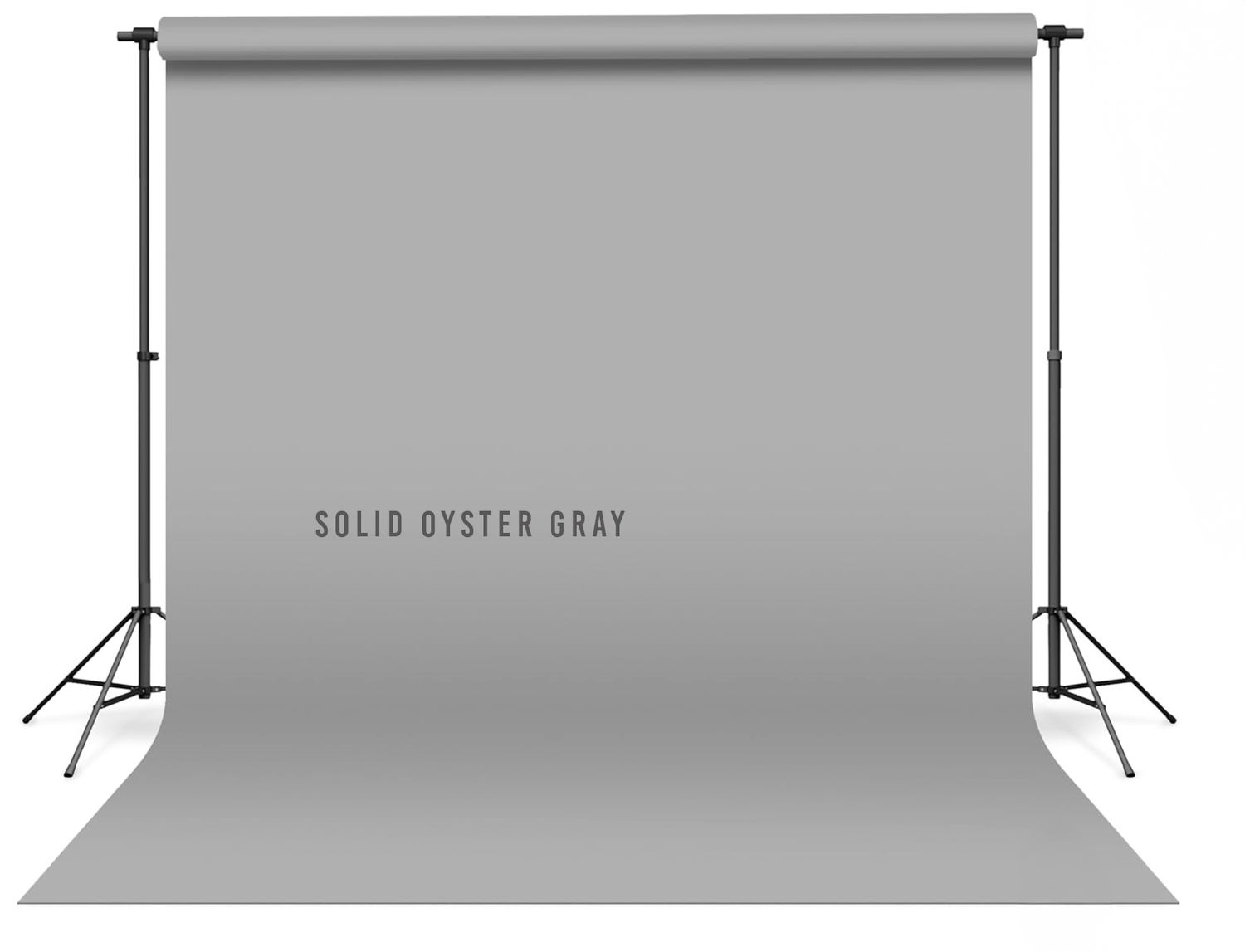 Solid oyster gray seamless paper backdrop on a photography stand, perfect for professional photo shoots.