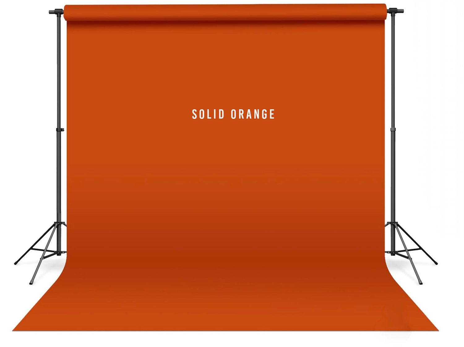 Solid orange photography backdrop on a professional stand, perfect for portrait and product photo shoots.