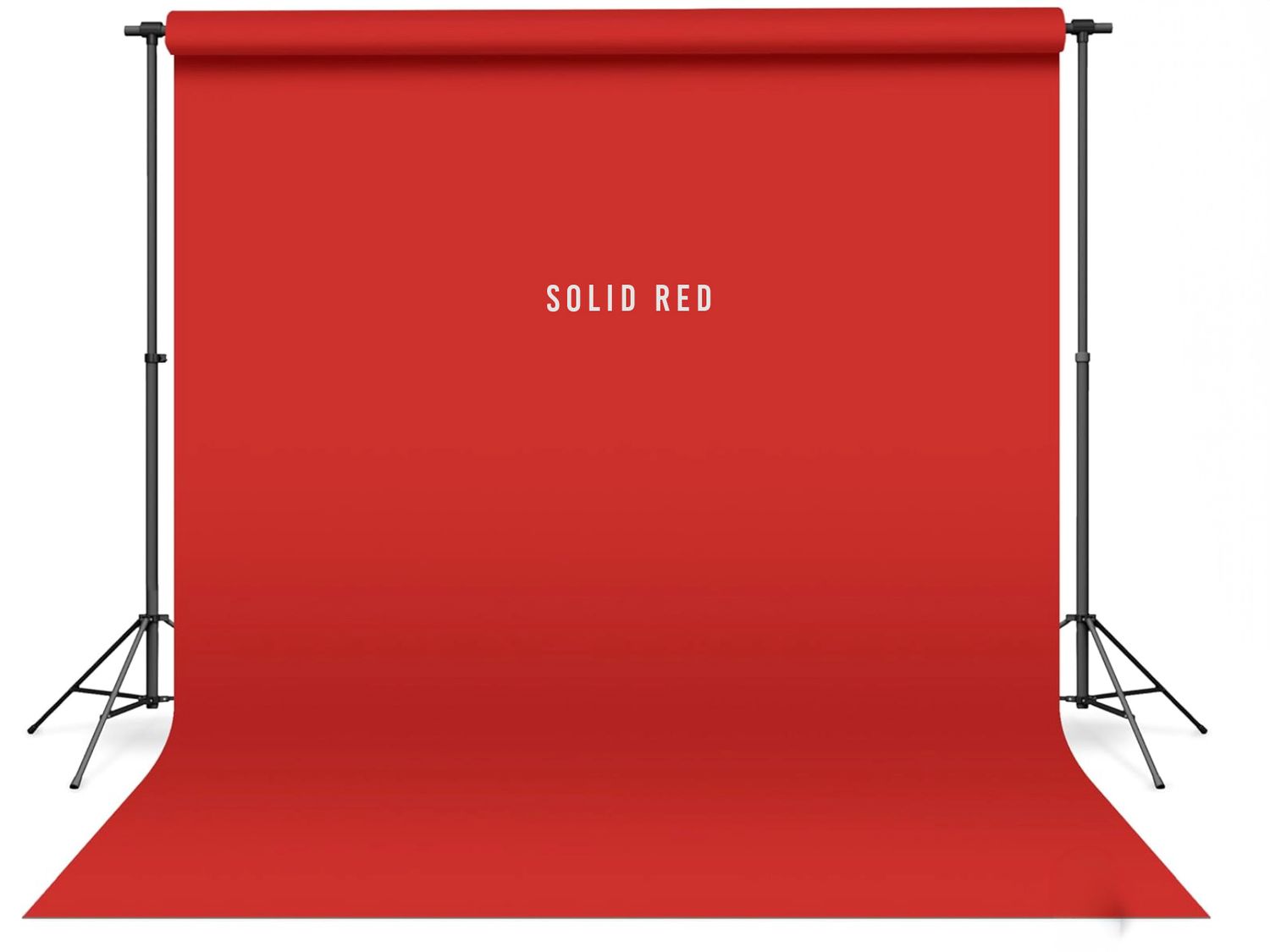 Solid red photography backdrop on a stand, ideal for professional studio portrait and product photography sessions.