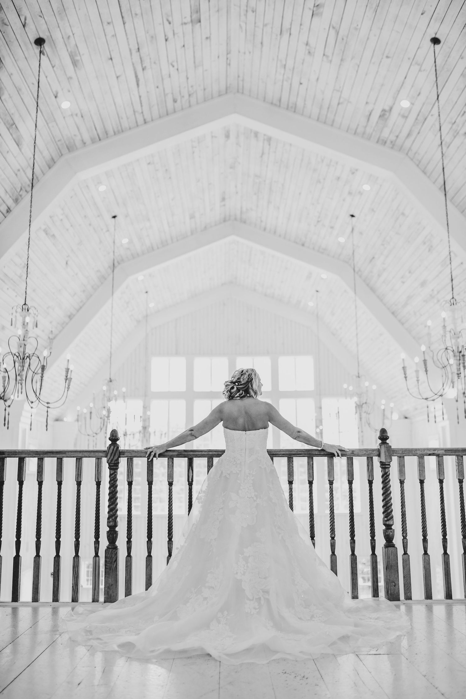 Classic bridal portrait in a romantic lace wedding dress at The White Sparrow