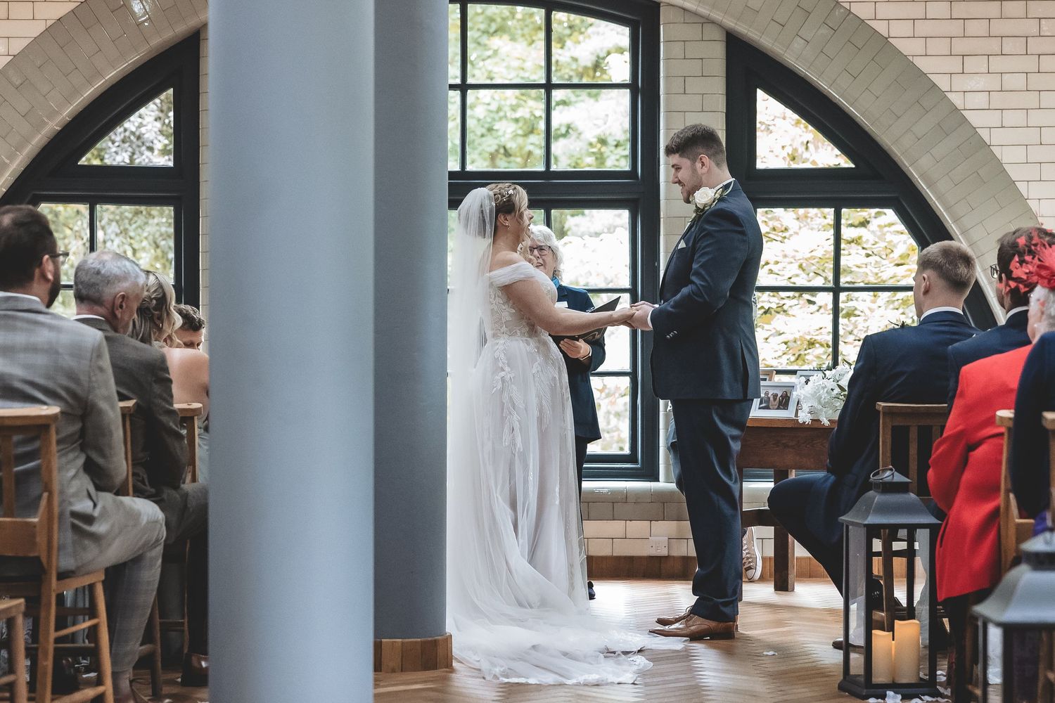 An emotional wedding ceremony during vows