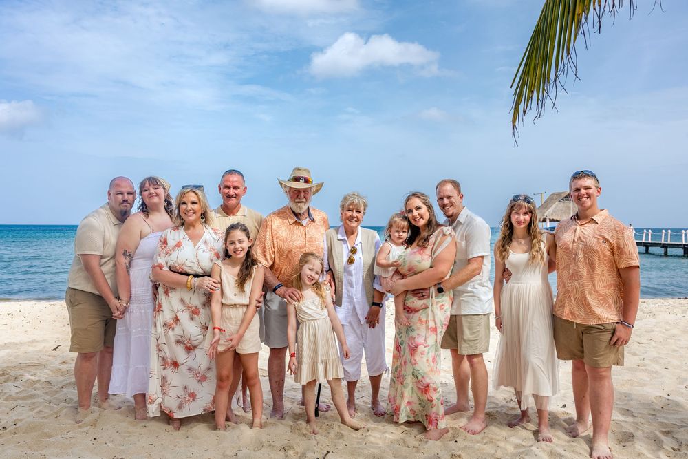 Professional family portraits on a tropical beach in Cozumel