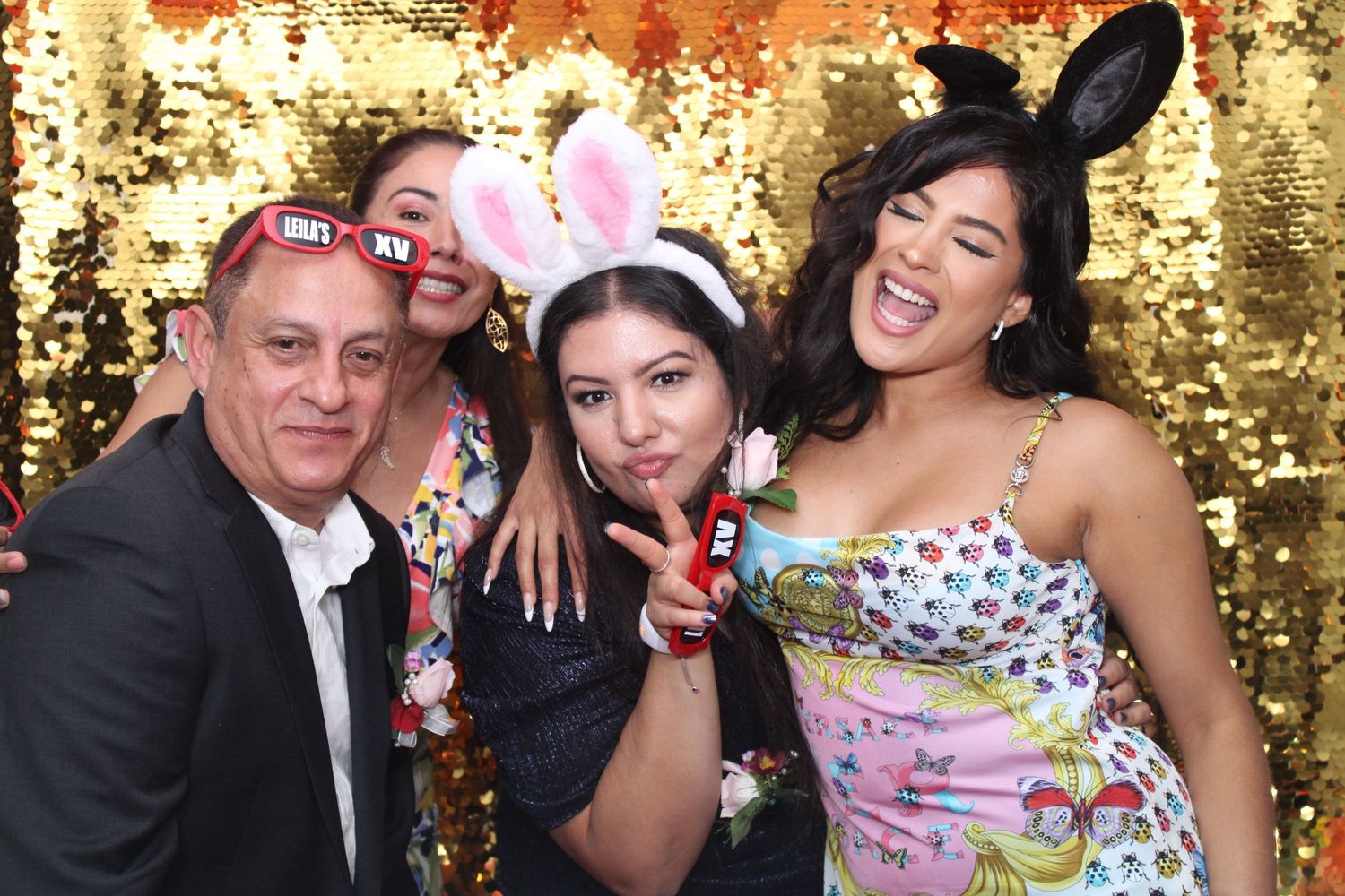 Interactive mirror photo booth rental for Quinceañera celebrations with professional DSLR photography throughout Dallas Fort Worth Texas