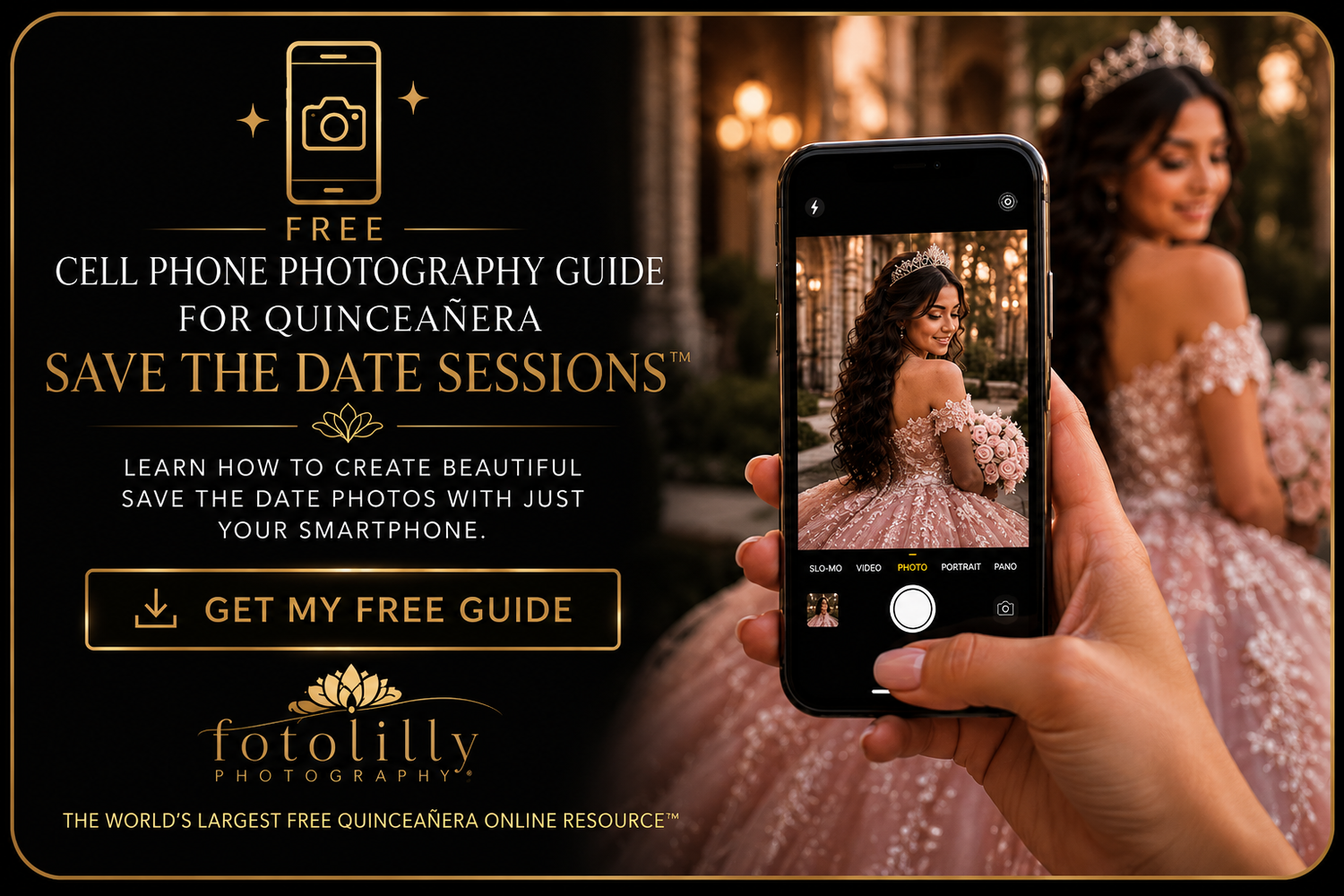 DIY Quinceañera Save the Date pictures using smartphone photography at a Dallas Fort Worth park with creative Quince portrait inspiration