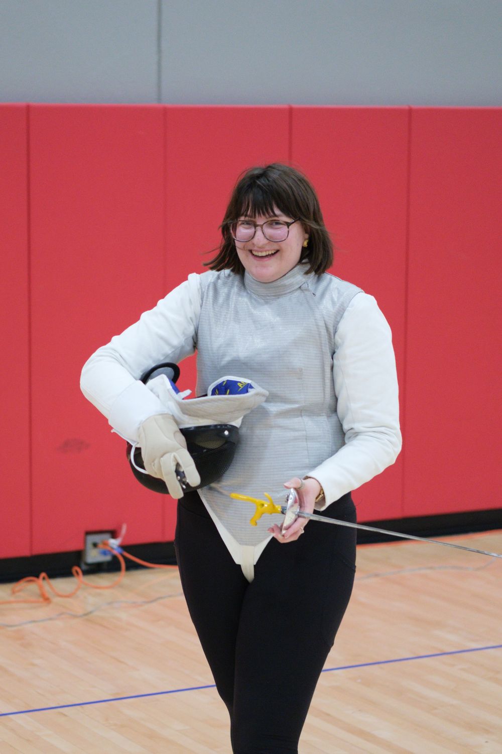 Members of the Fencing Club at Northern Illinois University in Dekalb, IL participate in a fencing tournament against other schools.