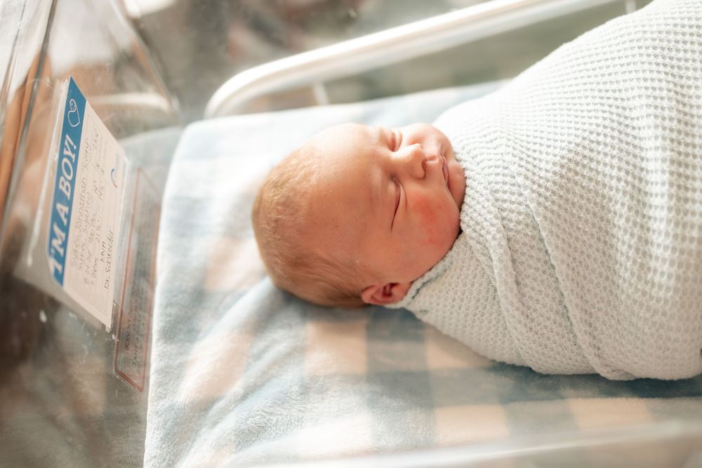 Newborn baby swaddled for Fresh 48 session at Parkwest Medical Center in Knoxville, TN.