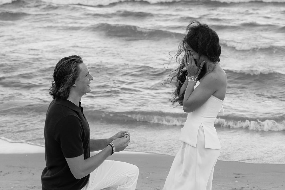 Beach surprise proposal in Florida. Jacksonville Proposal Photographer, Jacksonville Beach Proposal Photographer - Lindsay McDow Photography