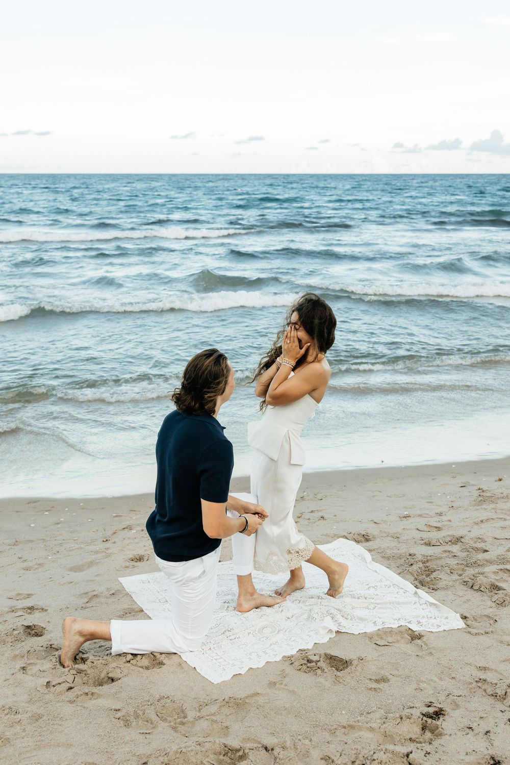 Beach surprise proposal in Florida. Jacksonville Proposal Photographer, Jacksonville Beach Proposal Photographer - Lindsay McDow Photography