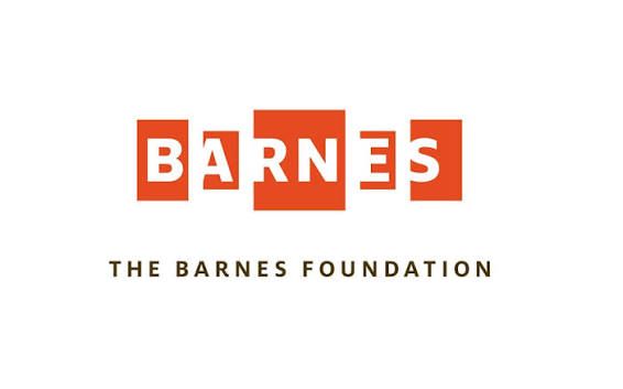 The Barnes Foundation logo featuring bold orange and white typography on a clean white background.