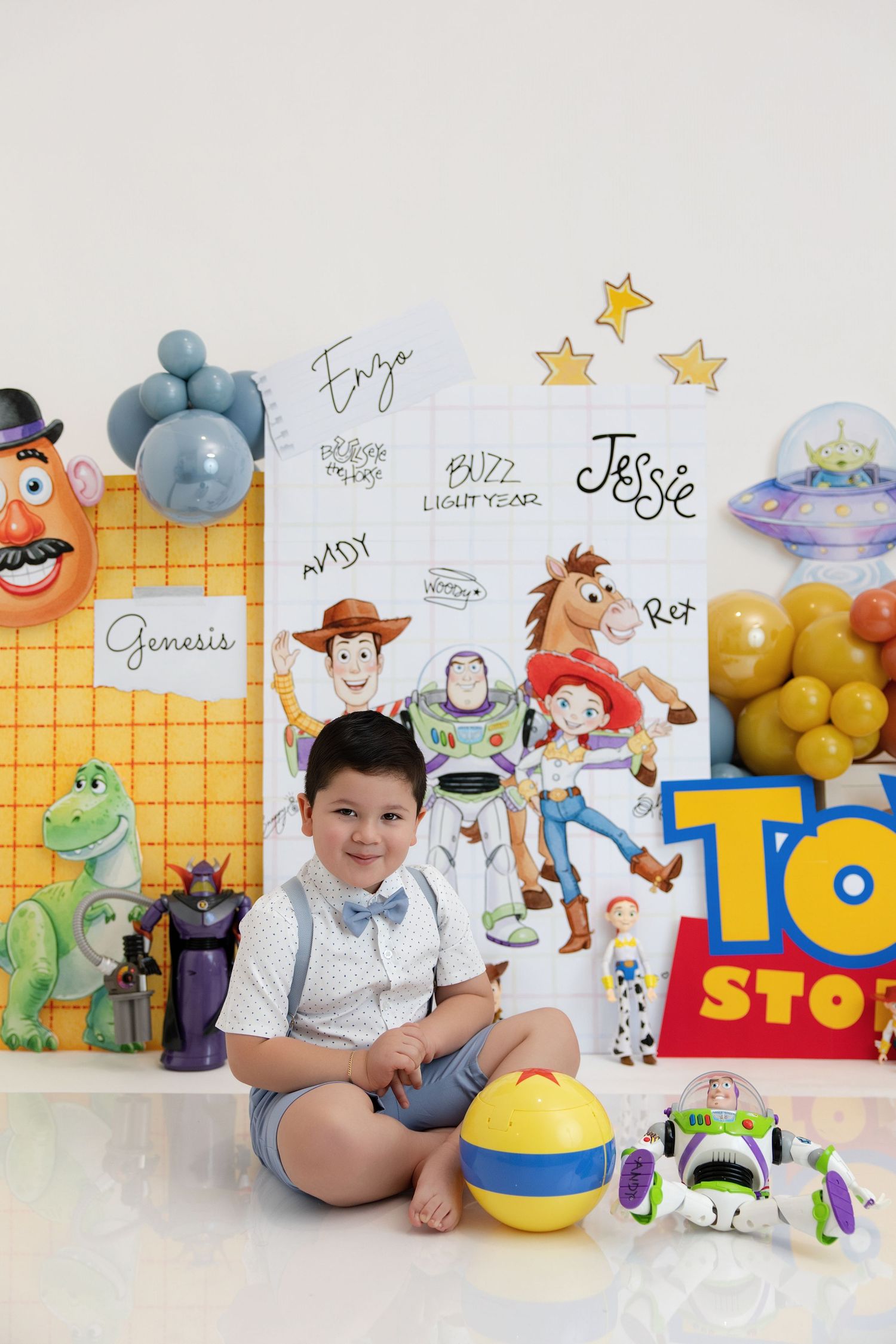 Four year old boy Toy Story themed birthday photoshoot Nashville