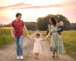 A peaceful evening walk together down a countryside path at sunset in the Hudson Valley,NY.