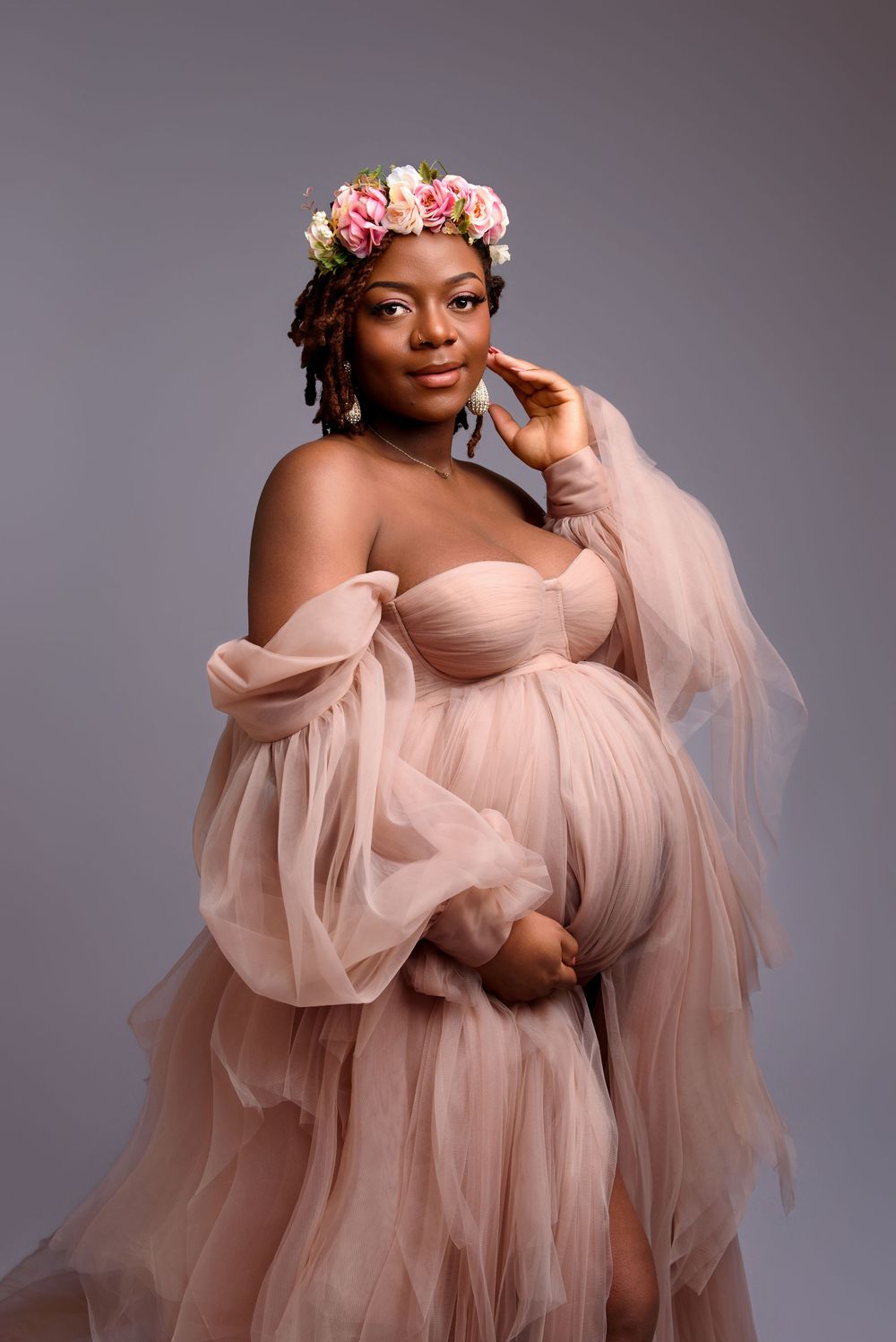 elegant maternity photoshoot Birmingham studio