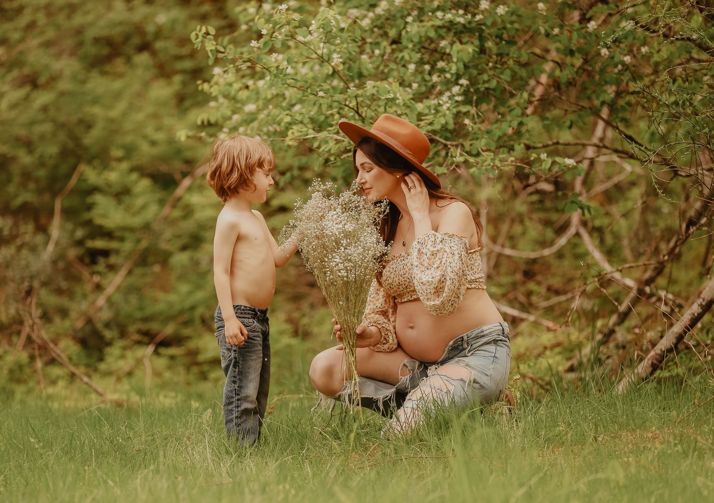 Family enjoying outdoor moments together in natural setting with rustic style.