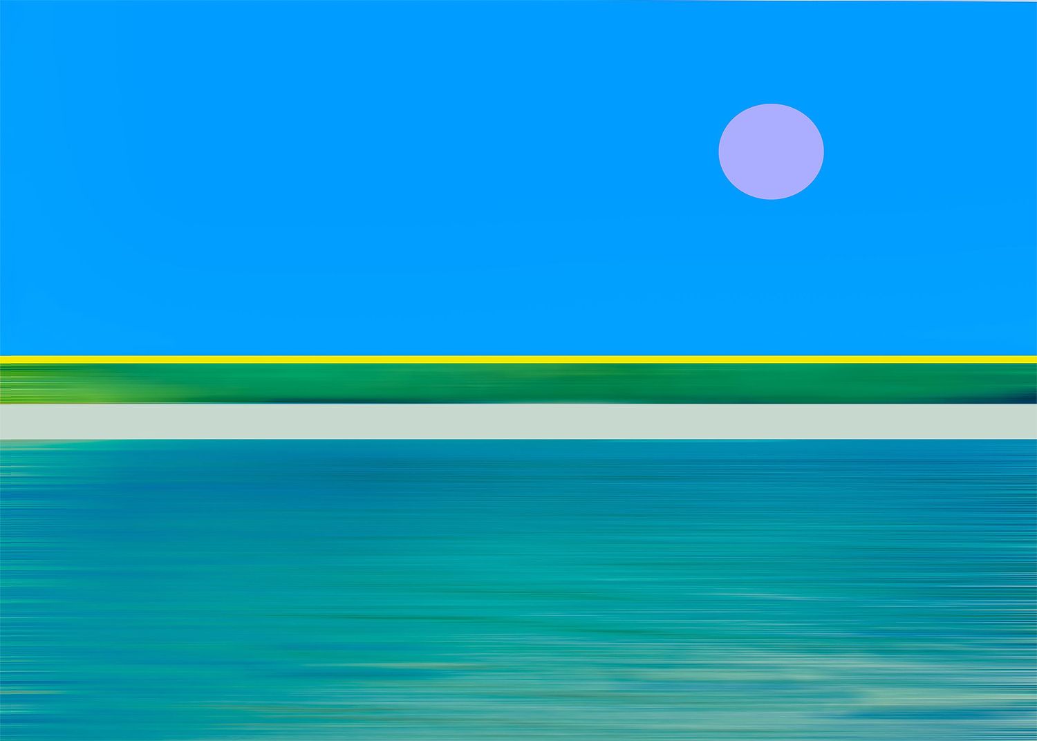 Award-winning image of an aquamarine sea against a blue sky with a pink moon