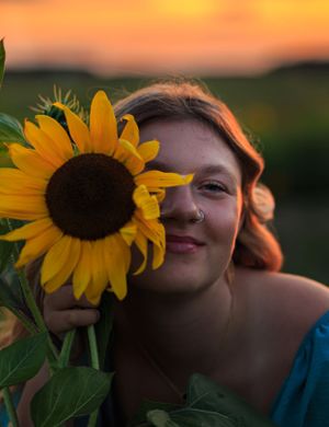 Sunset sunflower senior session.