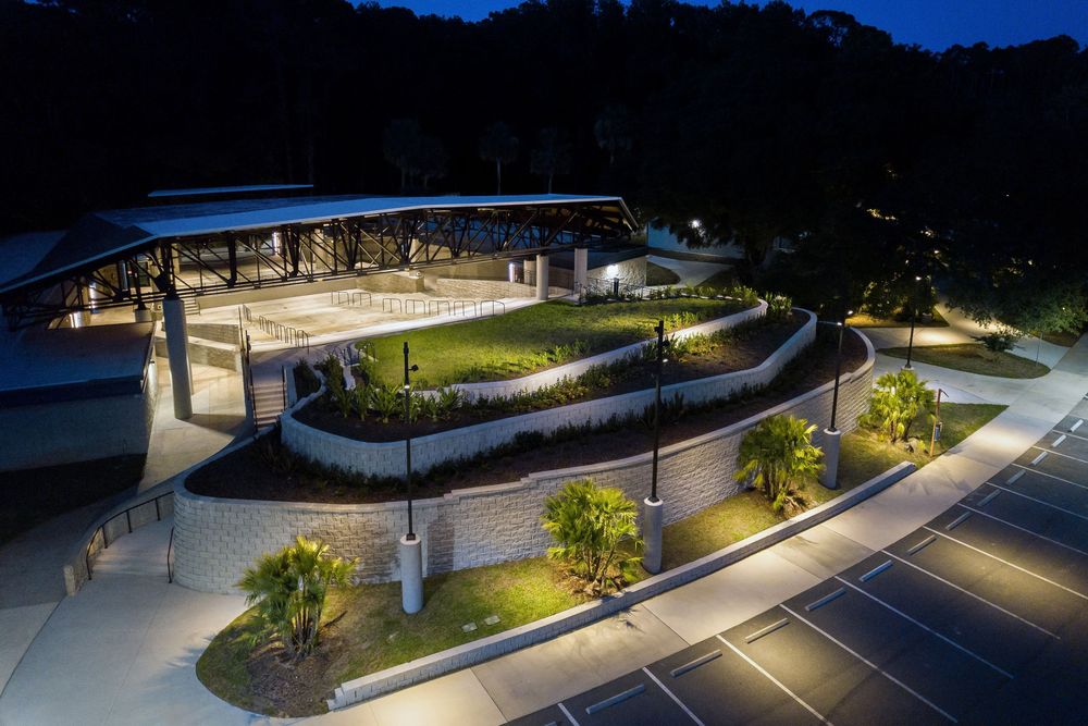 Twilight image of the Daytona State College Amphitheater in Palm Coast.