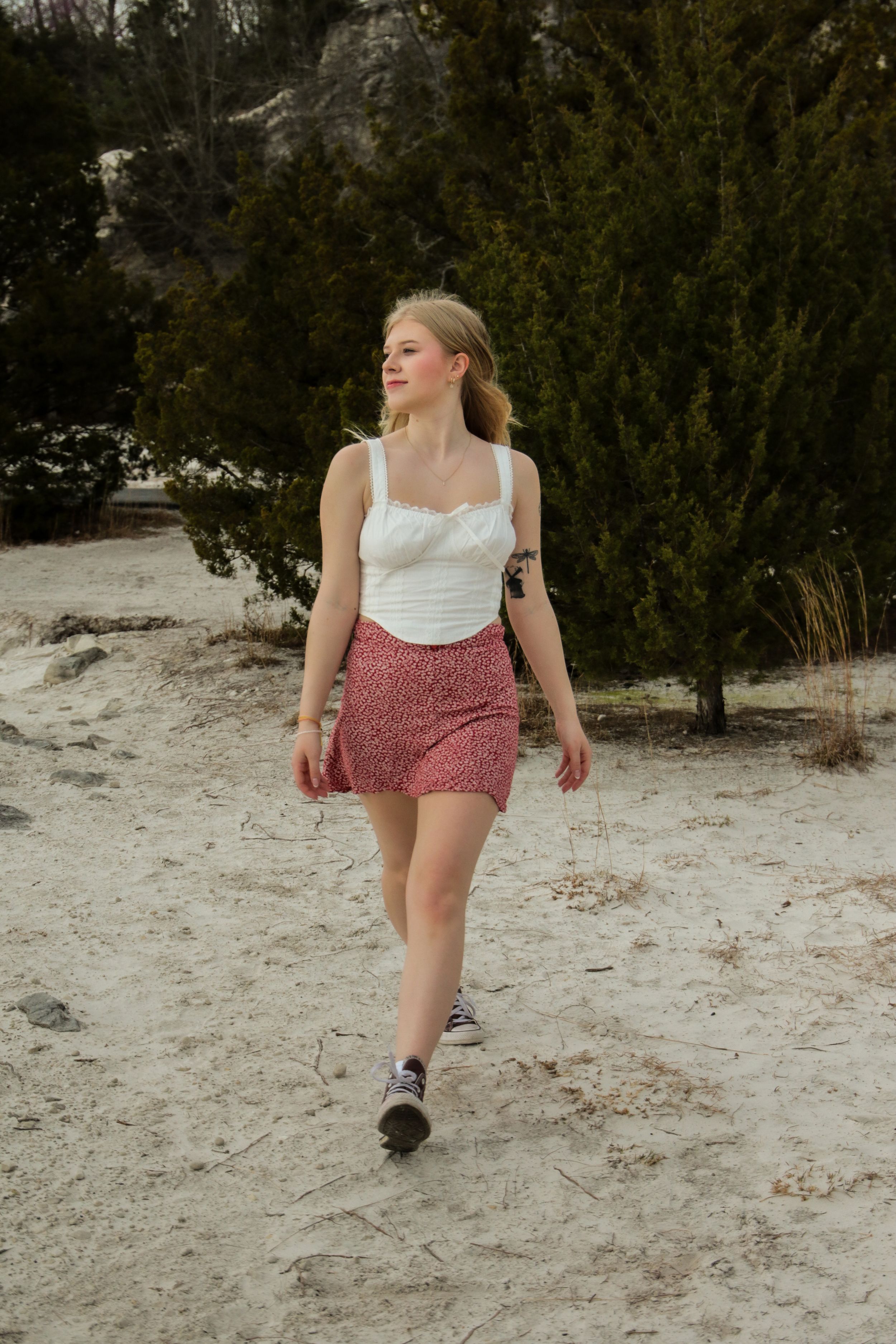 Senior girl walking in Klondike Park