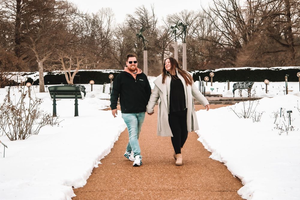 Couple holding hands and walking together