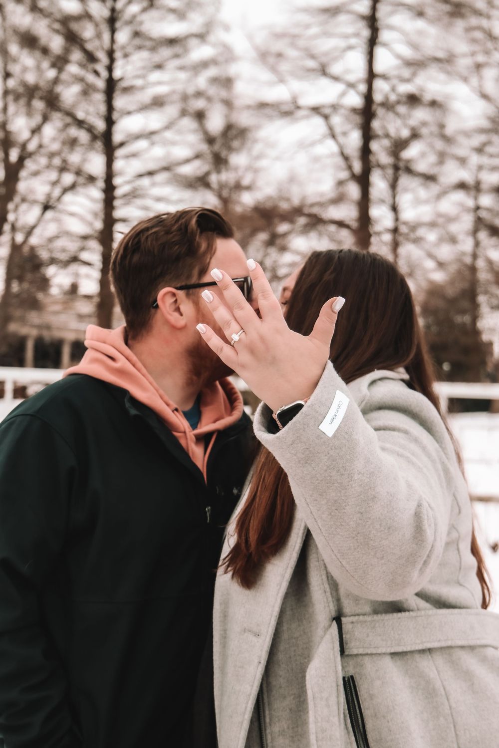 Engagement photo showing off ring