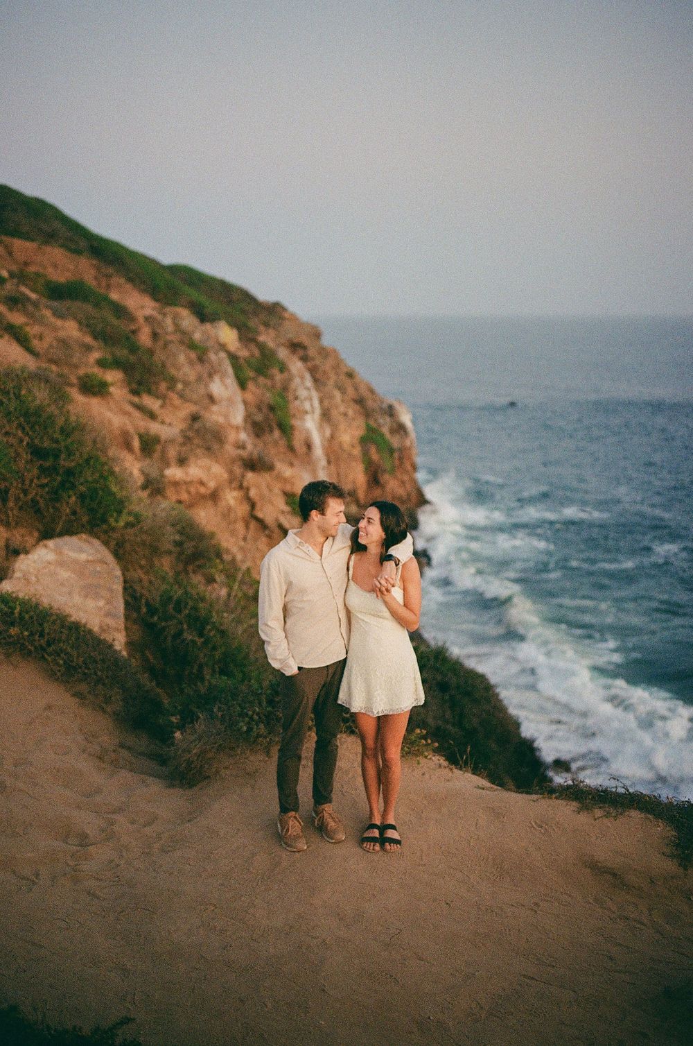 Malibu coastline engagement photos on film photography