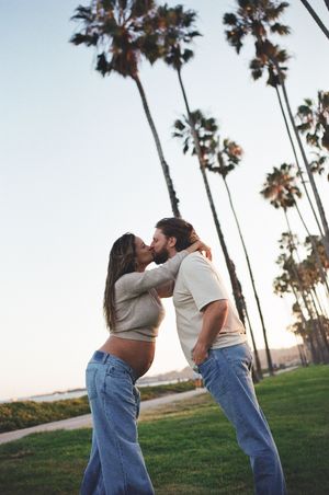 santa barbara maternity photographer shares casual film engagement photos