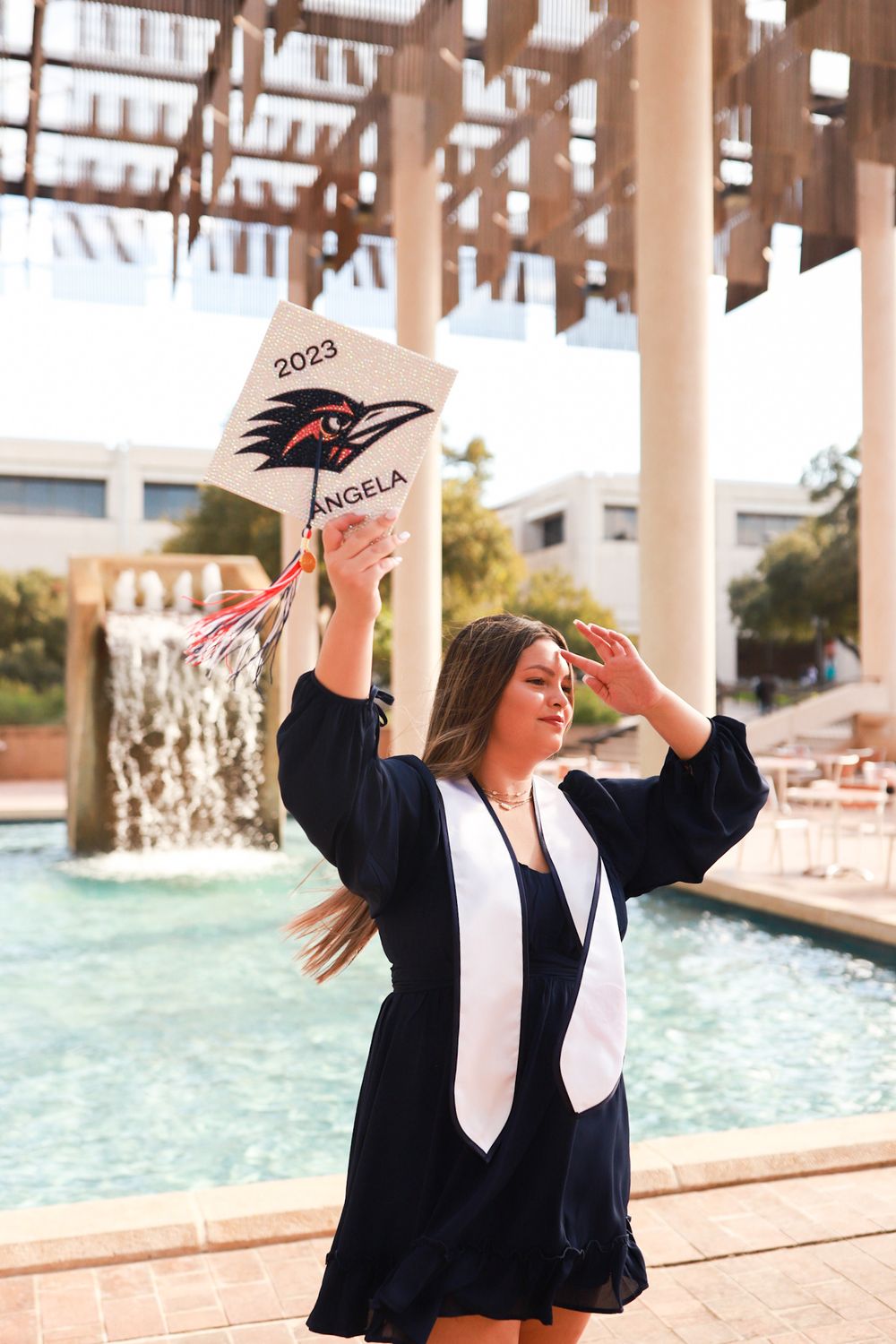 Graduation portrait with cap and gown