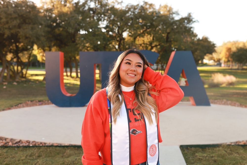 Graduation portrait with cap and gown